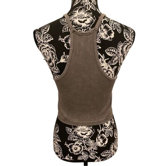 AS Revival Ribbed Racerback Cropped Cami Tank Top Crop Workout Sleepwear - Picture 2 of 12